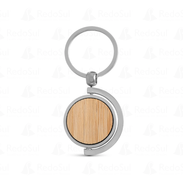 Chaveiro personalizado de bambu e metal redondo Chaveiro personalizado de bambu e metal redondo